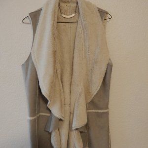 Gray Suede & Faux Shearling Vest